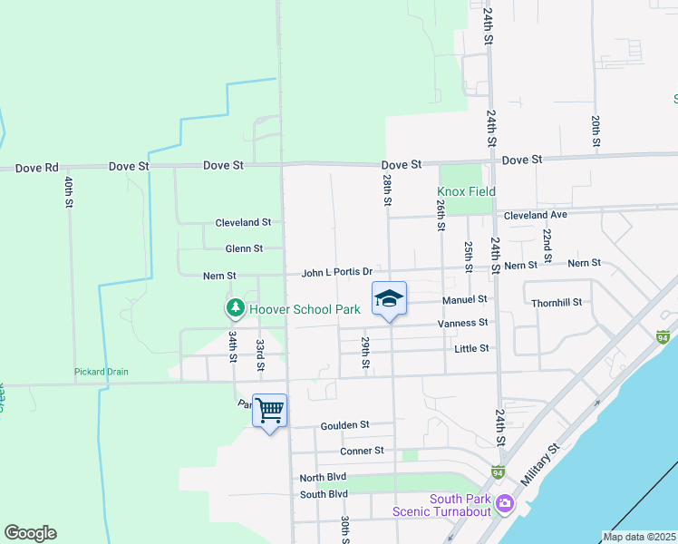 map of restaurants, bars, coffee shops, grocery stores, and more near 3005 Nern Street in Port Huron