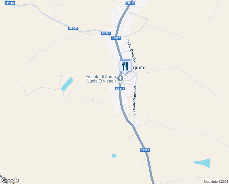 map of restaurants, bars, coffee shops, grocery stores, and more near 28 Via 2 Giugno in Cerqueto