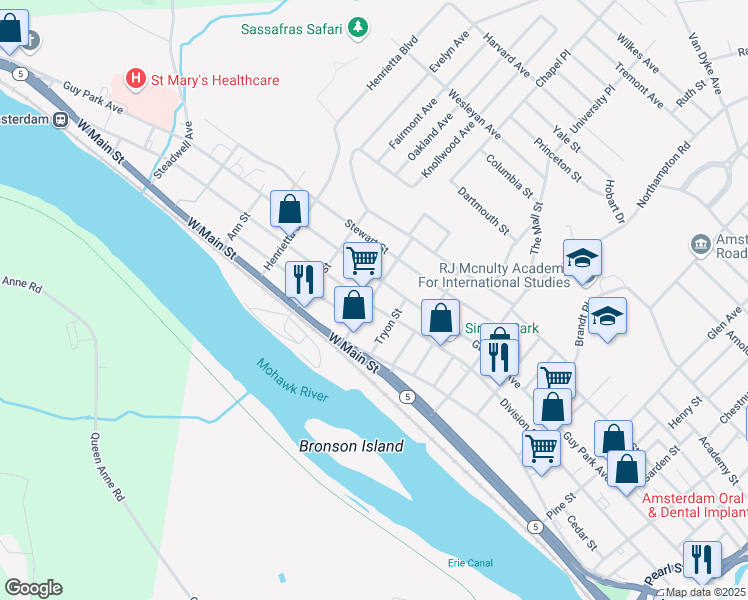 map of restaurants, bars, coffee shops, grocery stores, and more near 263 Division Street in Amsterdam