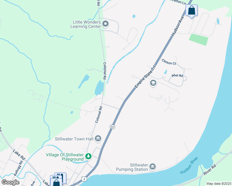 map of restaurants, bars, coffee shops, grocery stores, and more near 44 Colonial Road in Stillwater