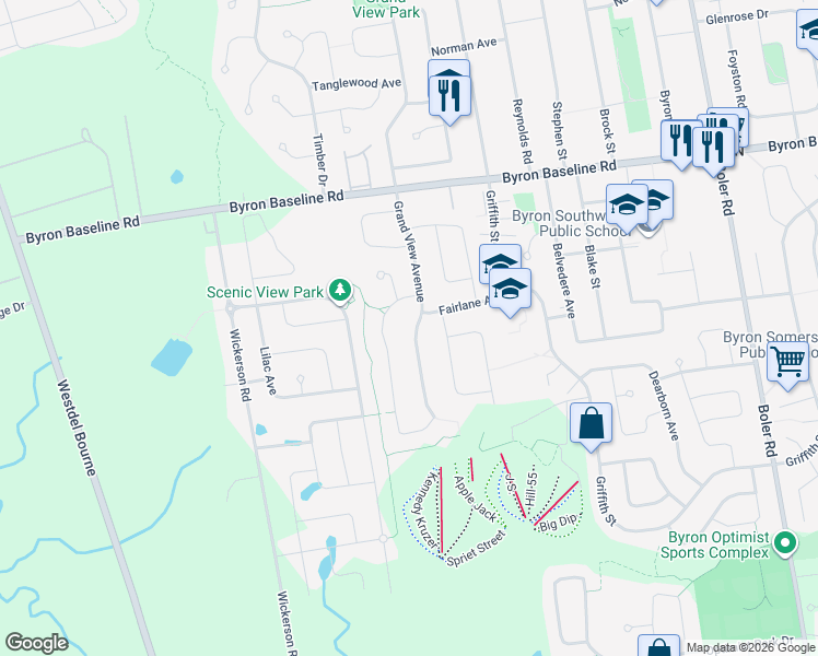 map of restaurants, bars, coffee shops, grocery stores, and more near 603 Grand View Avenue in London