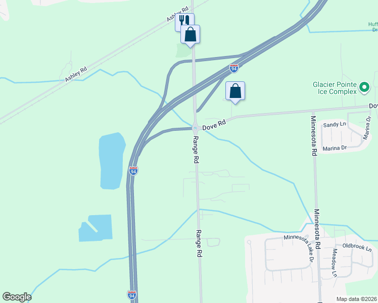 map of restaurants, bars, coffee shops, grocery stores, and more near 1405 Range Road in Smiths Creek