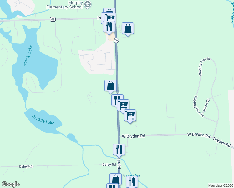 map of restaurants, bars, coffee shops, grocery stores, and more near 3772 South Lapeer Road in Metamora