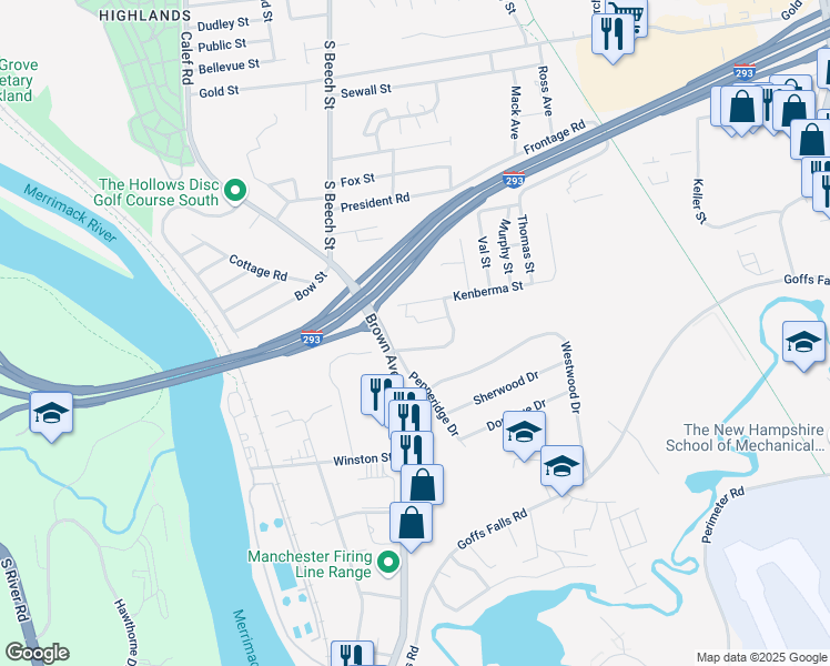 map of restaurants, bars, coffee shops, grocery stores, and more near in Manchester