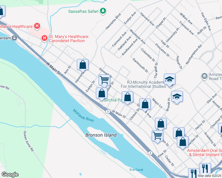 map of restaurants, bars, coffee shops, grocery stores, and more near 262 Guy Park Avenue in Amsterdam