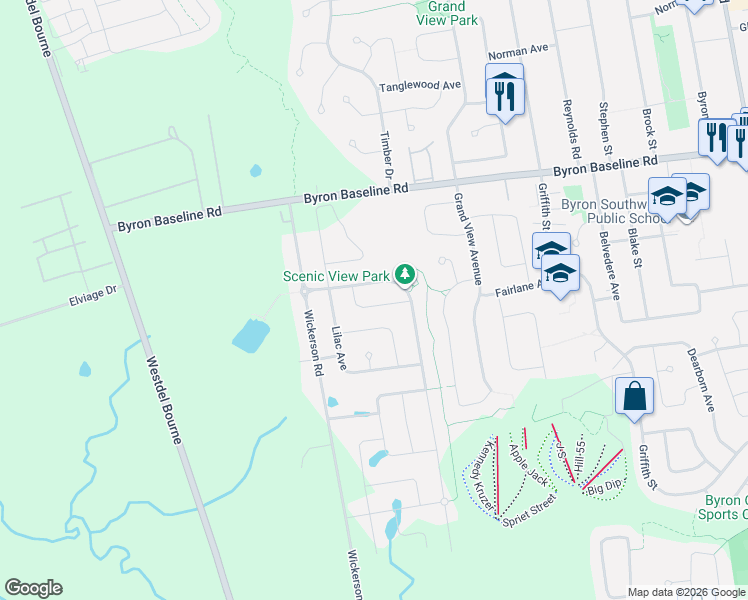 map of restaurants, bars, coffee shops, grocery stores, and more near 2185 Dogwood Crescent in London