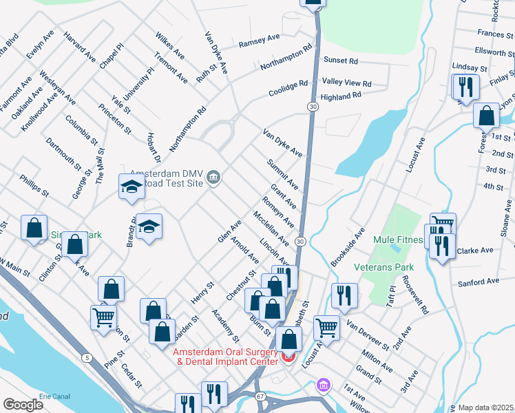 map of restaurants, bars, coffee shops, grocery stores, and more near 87 Glen Avenue in Amsterdam