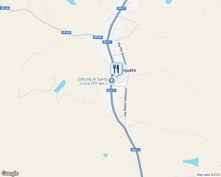 map of restaurants, bars, coffee shops, grocery stores, and more near 28 Via 2 Giugno in Cerqueto