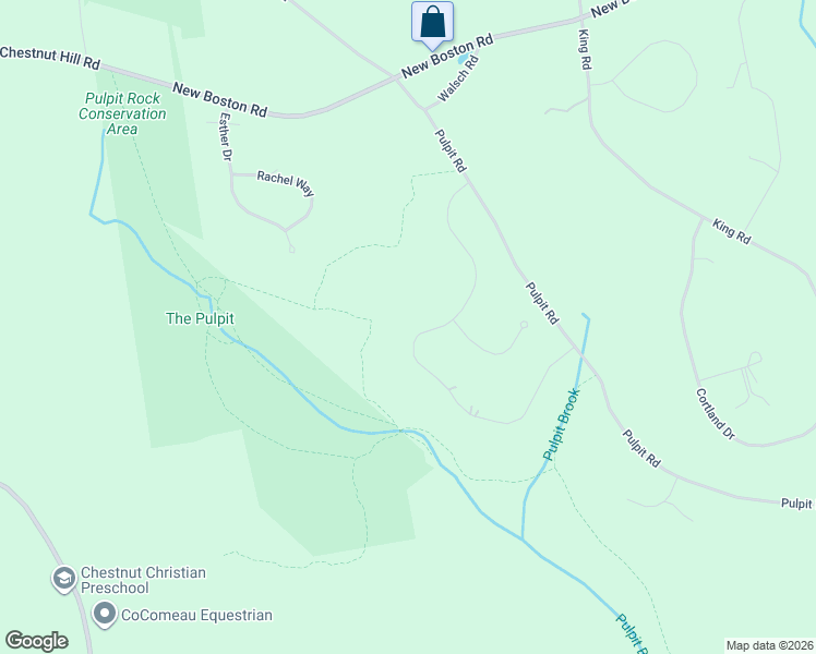 map of restaurants, bars, coffee shops, grocery stores, and more near Indian Rock Road in Bedford