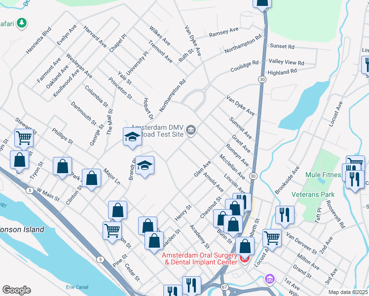 map of restaurants, bars, coffee shops, grocery stores, and more near 82 Arnold Avenue in Amsterdam