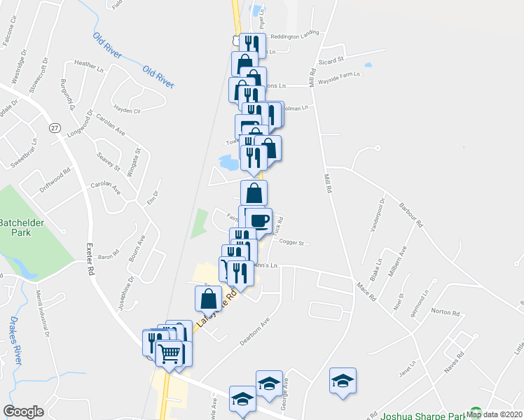 map of restaurants, bars, coffee shops, grocery stores, and more near 777 Lafayette Road in Hampton