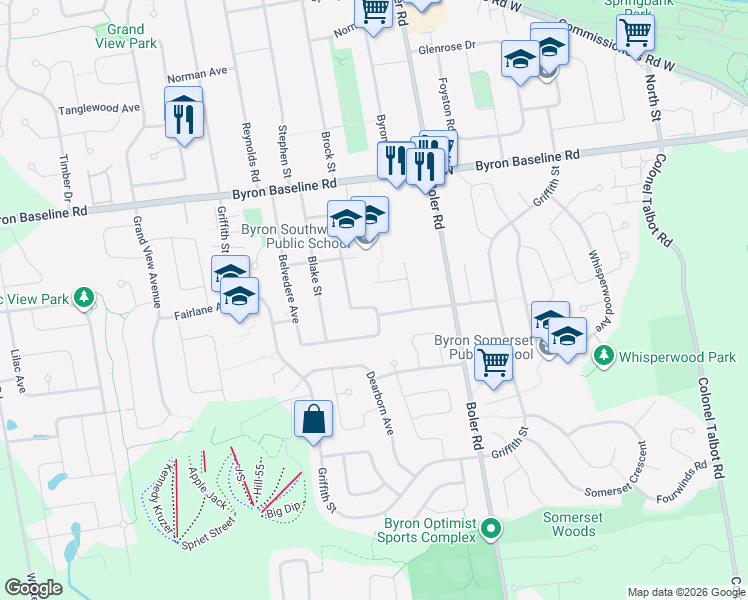 map of restaurants, bars, coffee shops, grocery stores, and more near 482 Jellicoe Crescent in London
