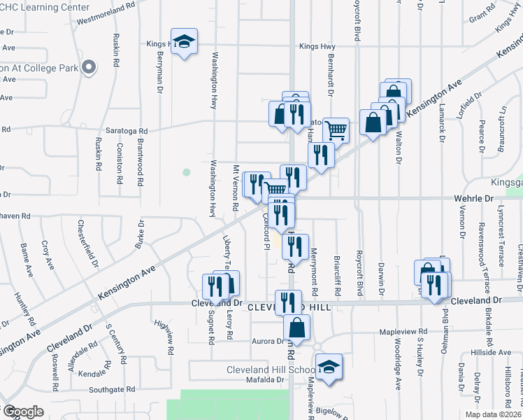 map of restaurants, bars, coffee shops, grocery stores, and more near 1964 Kensington Avenue in Buffalo