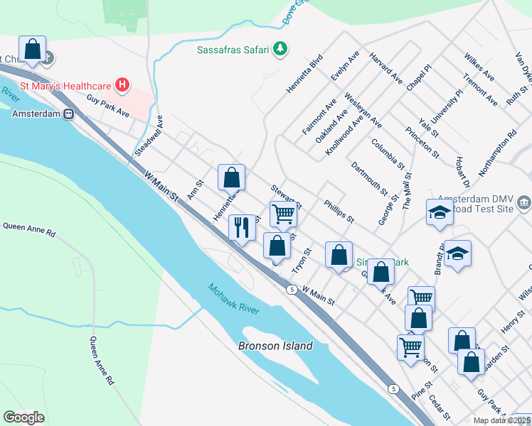 map of restaurants, bars, coffee shops, grocery stores, and more near 290 Guy Park Avenue in Amsterdam