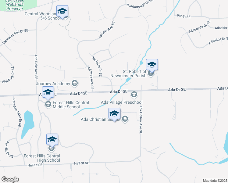 map of restaurants, bars, coffee shops, grocery stores, and more near 6206 Ada Drive Southeast in Ada