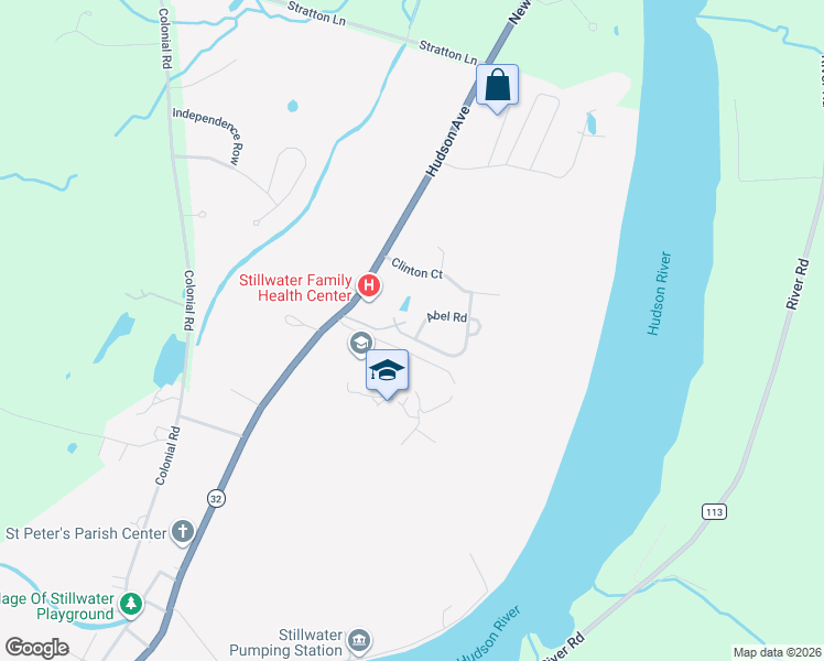 map of restaurants, bars, coffee shops, grocery stores, and more near 16 Abel Road in Stillwater
