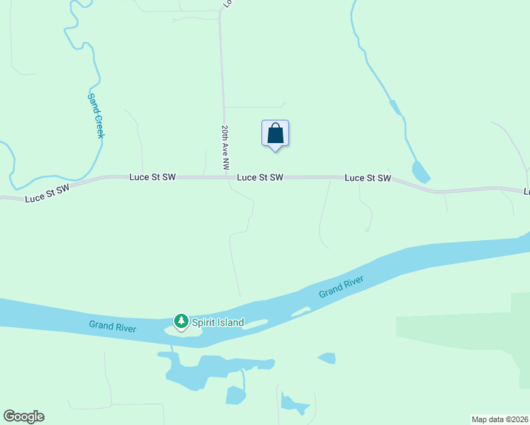 map of restaurants, bars, coffee shops, grocery stores, and more near 1910 Luce Street Southwest in Grand Rapids