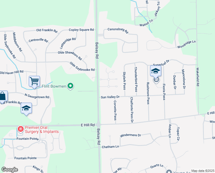 map of restaurants, bars, coffee shops, grocery stores, and more near Country Club Lane in Grand Blanc