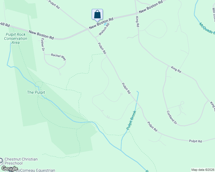 map of restaurants, bars, coffee shops, grocery stores, and more near Indian Rock Road in Bedford