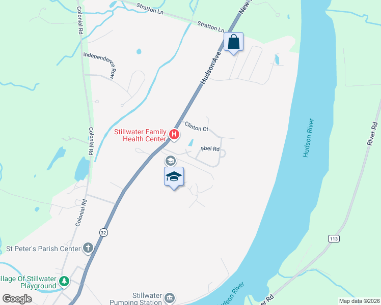 map of restaurants, bars, coffee shops, grocery stores, and more near 16 Abel Road in Stillwater