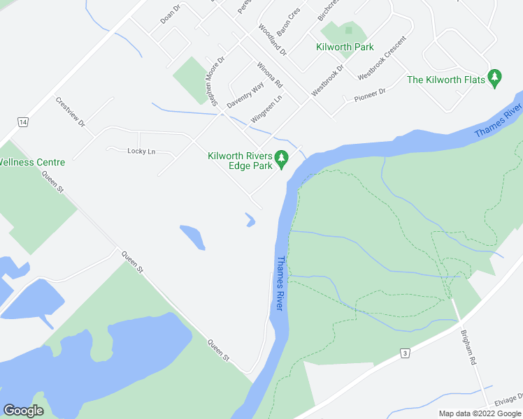 map of restaurants, bars, coffee shops, grocery stores, and more near 1 Crestview Drive in Komoka