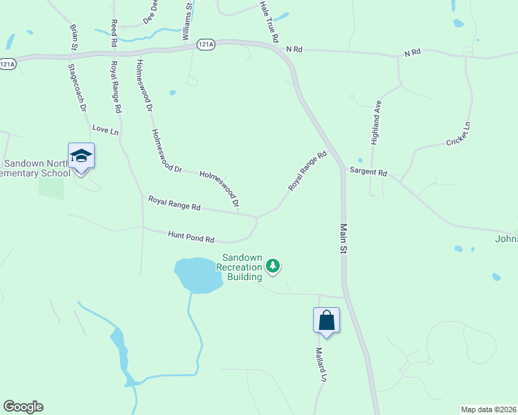 map of restaurants, bars, coffee shops, grocery stores, and more near 464 Main Street in Sandown