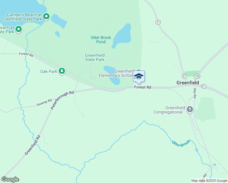 map of restaurants, bars, coffee shops, grocery stores, and more near Forest Road in Greenfield