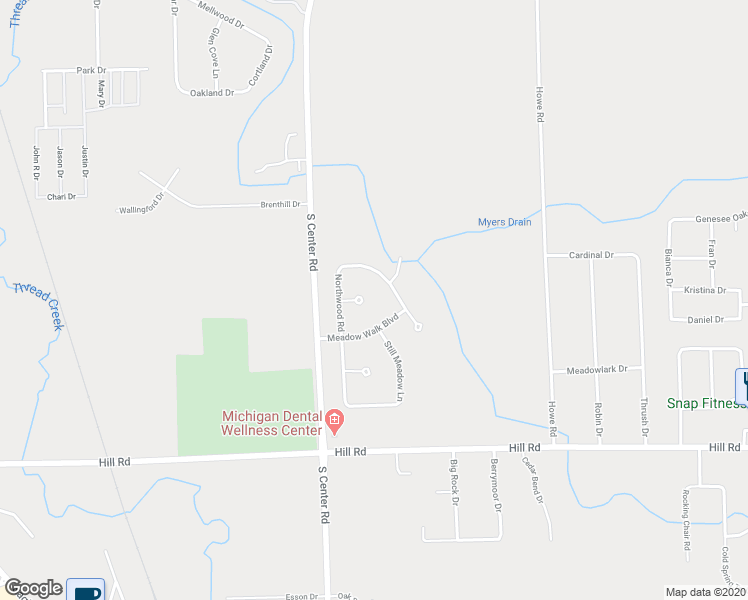 map of restaurants, bars, coffee shops, grocery stores, and more near 4058 Meadow Walk Court in Grand Blanc