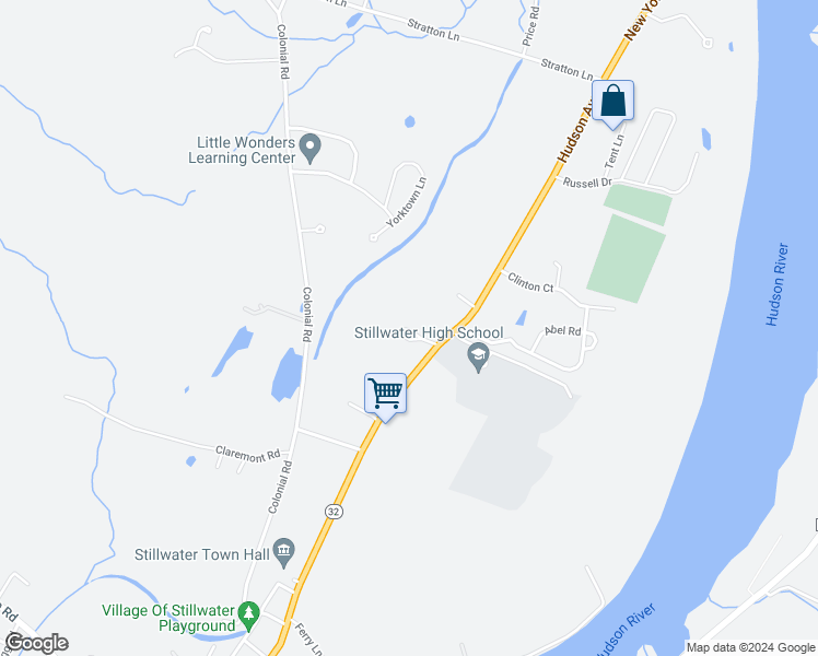 map of restaurants, bars, coffee shops, grocery stores, and more near 1063 Hudson Avenue in Stillwater