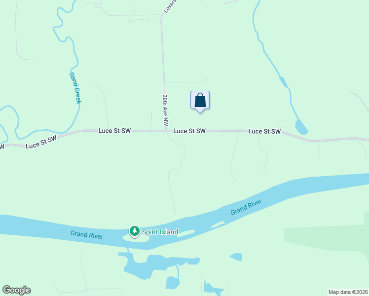 map of restaurants, bars, coffee shops, grocery stores, and more near 1910 Luce Street Southwest in Grand Rapids