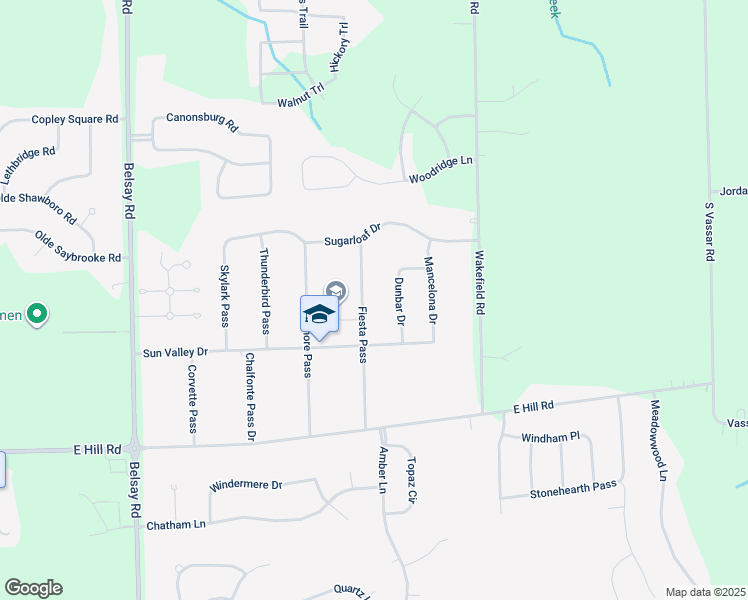 map of restaurants, bars, coffee shops, grocery stores, and more near 5407 Fiesta Pass in Grand Blanc