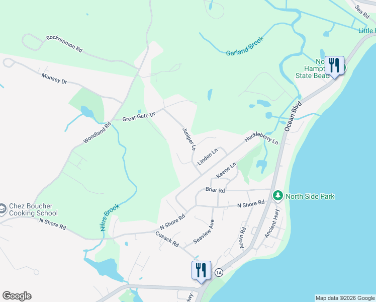 map of restaurants, bars, coffee shops, grocery stores, and more near 3 Litchfield Drive in Hampton