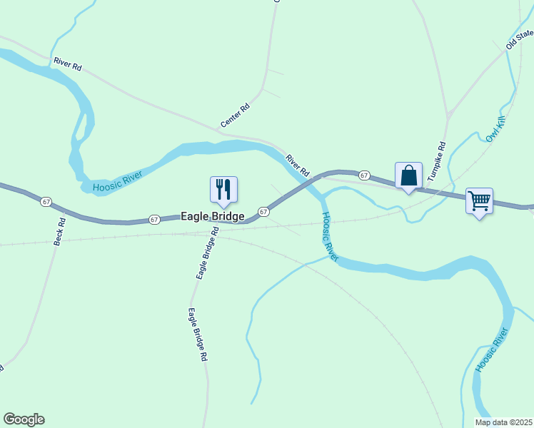map of restaurants, bars, coffee shops, grocery stores, and more near 3932 New York 67 in Eagle Bridge