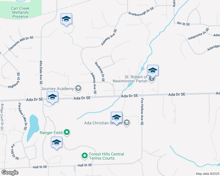 map of restaurants, bars, coffee shops, grocery stores, and more near 6213 Dunbarton Street Southeast in Ada