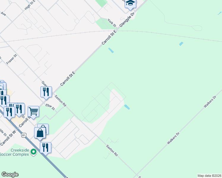 map of restaurants, bars, coffee shops, grocery stores, and more near 149 Collins Way in Strathroy