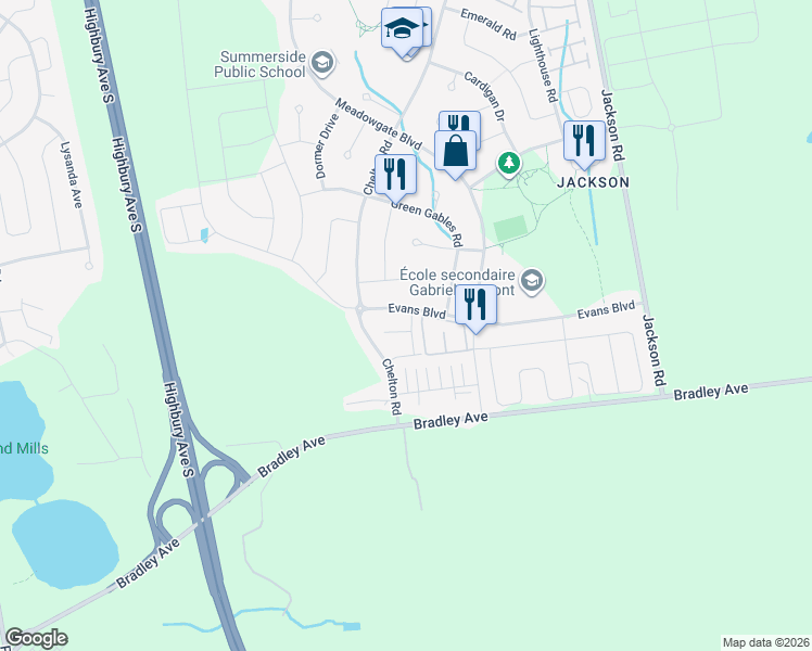 map of restaurants, bars, coffee shops, grocery stores, and more near 745 Chelton Road in London