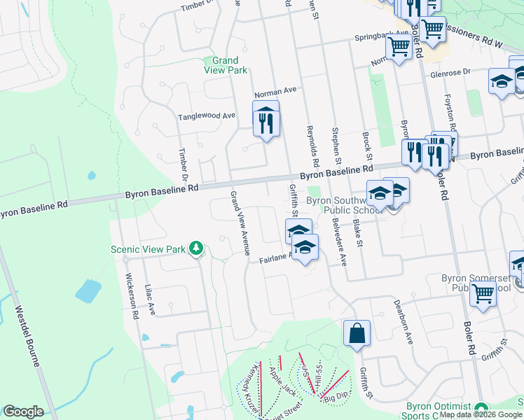 map of restaurants, bars, coffee shops, grocery stores, and more near 2 Coachwood Crescent in London