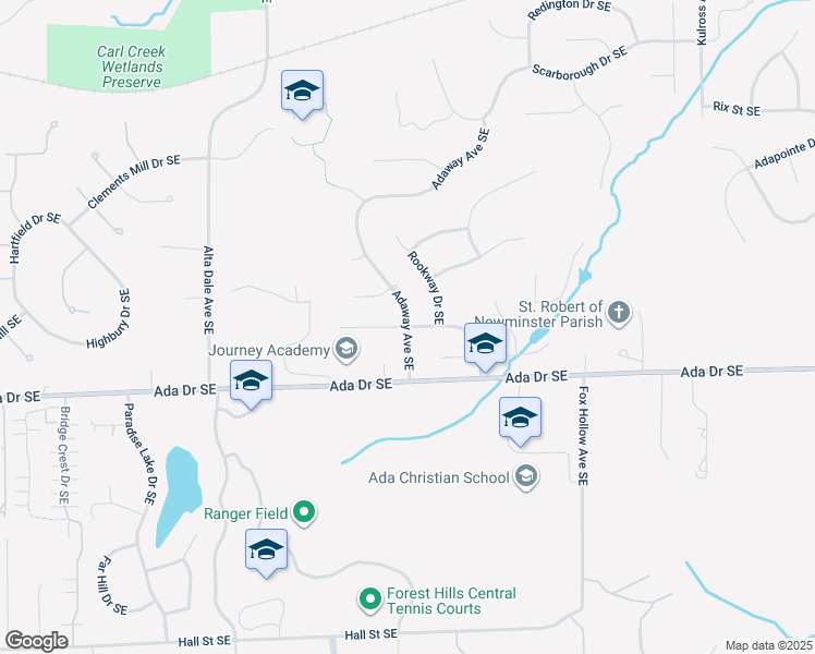 map of restaurants, bars, coffee shops, grocery stores, and more near 679 Adaway Avenue Southeast in Ada