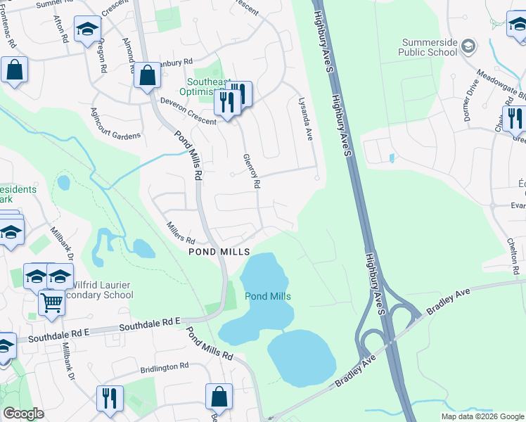 map of restaurants, bars, coffee shops, grocery stores, and more near 74 Glenroy Road in London