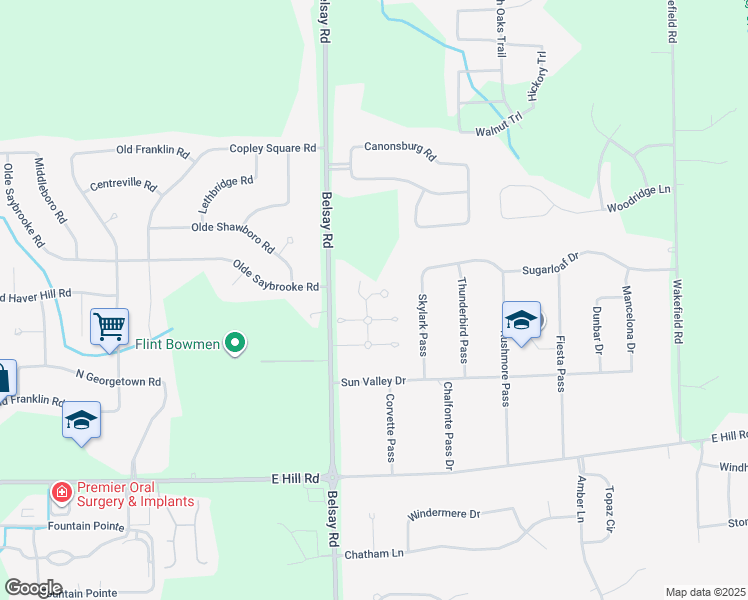 map of restaurants, bars, coffee shops, grocery stores, and more near 5454 Country Rose Circle in Grand Blanc