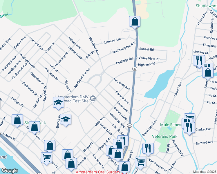 map of restaurants, bars, coffee shops, grocery stores, and more near 5 Lindbergh Avenue in Amsterdam