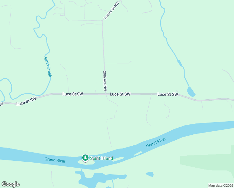 map of restaurants, bars, coffee shops, grocery stores, and more near 1600 Luce Street Southwest in Grand Rapids
