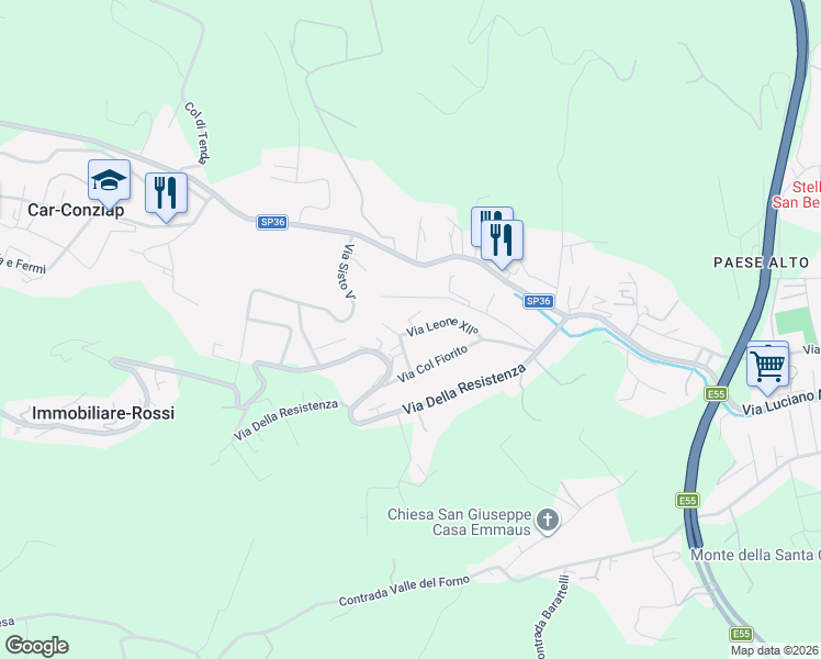 map of restaurants, bars, coffee shops, grocery stores, and more near 20 Via Leone XIIᵒ in San Benedetto del Tronto