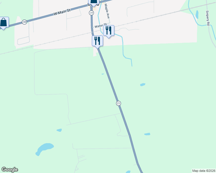 map of restaurants, bars, coffee shops, grocery stores, and more near 9548 Alleghany Rd in Corfu
