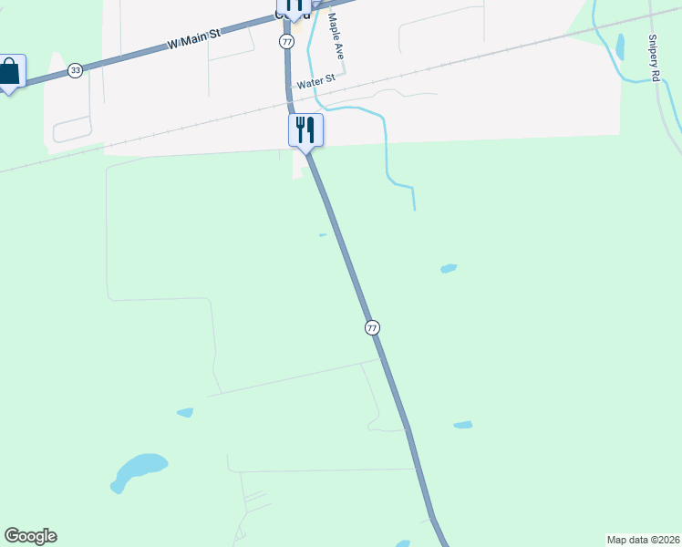 map of restaurants, bars, coffee shops, grocery stores, and more near 9548 Alleghany Road in Corfu