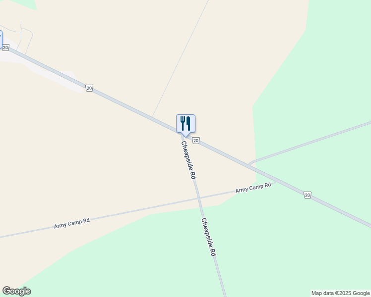 map of restaurants, bars, coffee shops, grocery stores, and more near 256 Cheapside Road in Hagersville