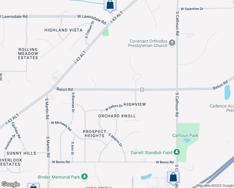 map of restaurants, bars, coffee shops, grocery stores, and more near 17855 Beloit Road in New Berlin