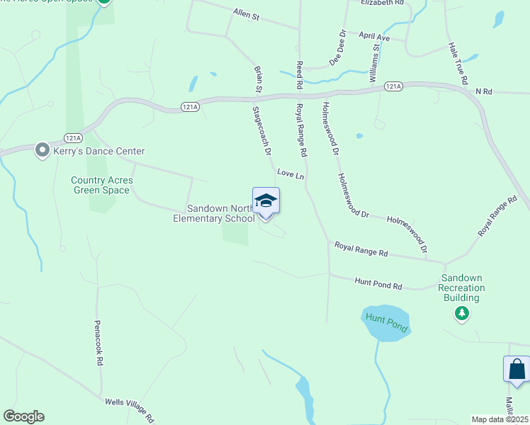 map of restaurants, bars, coffee shops, grocery stores, and more near 23 Stagecoach Road in Sandown