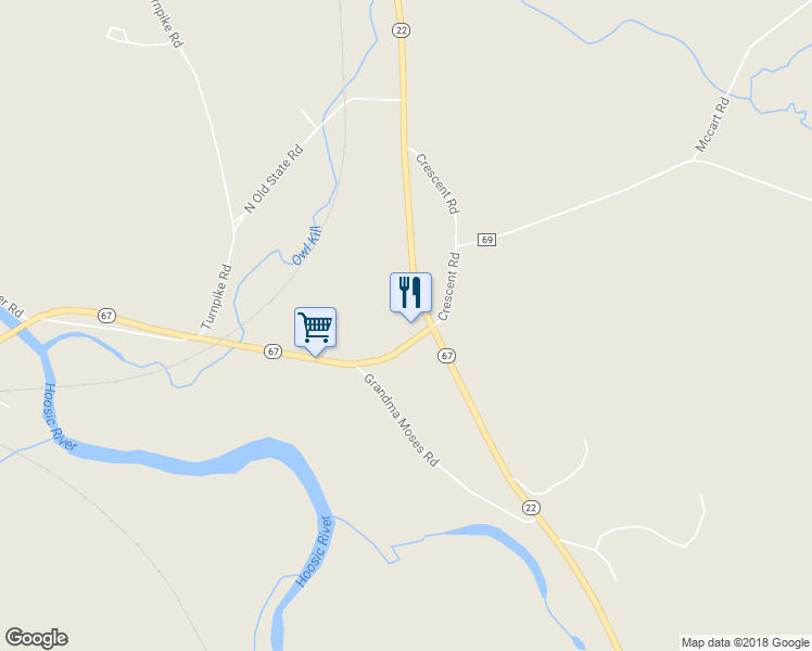 map of restaurants, bars, coffee shops, grocery stores, and more near 140 New York 22 in Eagle Bridge