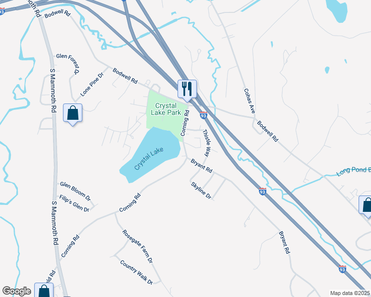 map of restaurants, bars, coffee shops, grocery stores, and more near 17 Bryant Road in Manchester